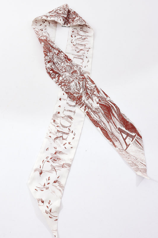 Dior White & Burgundy Toile De Joie Silk Twilly