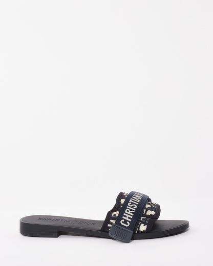 Dior Deep Blue Oblique Nylon Diorevolution Slides - 36