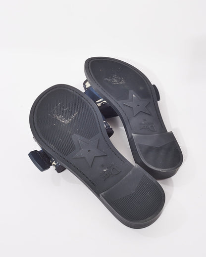 Dior Deep Blue Oblique Nylon Diorevolution Slides - 36