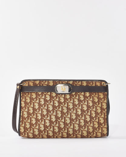 Dior Vintage Brown Oblique Canvas Shoulder Bag