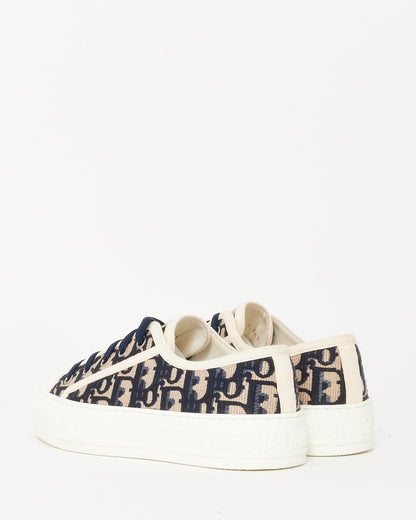 Dior Blue & Cream Oblique Canvas Walk'N'Dior Low Top Sneakers - 35.5