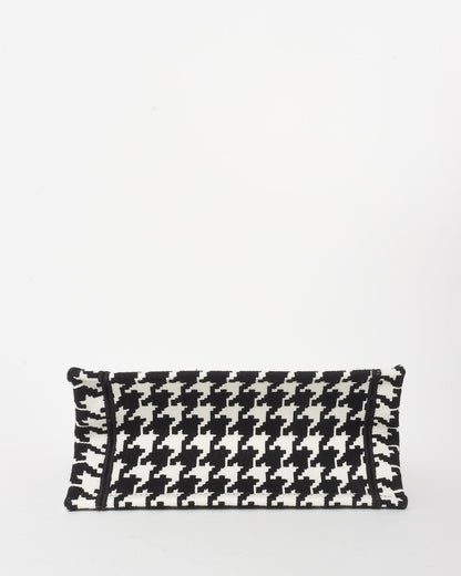 Dior Black & White Houndstooth Canvas Mini Book Tote Bag