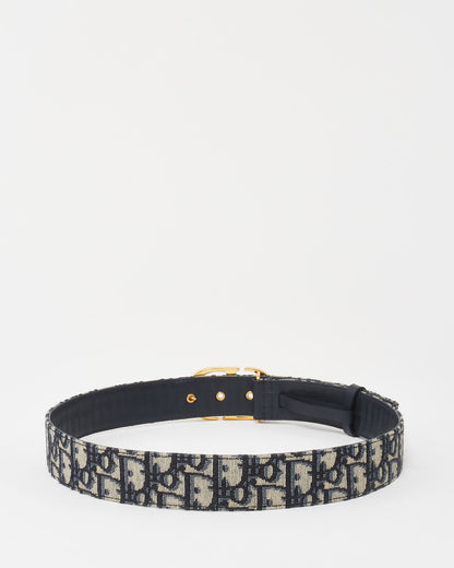 Dior Navy Blue Oblique 30 Montaigne CD Belt - 80