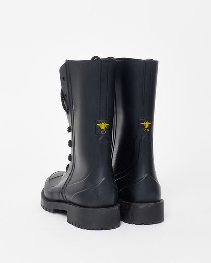 Dior Black Diorcamp Rubber Lace Up Combat Boots - 39