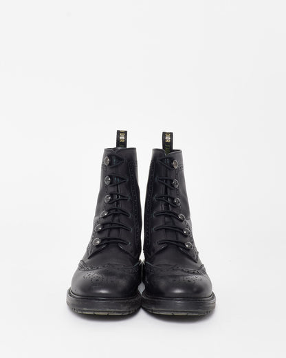 Dior Black Leather Diorunit Combat Boots - 38.5