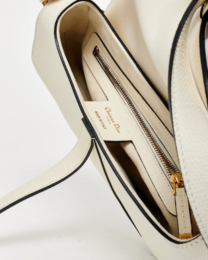 Dior Off White (Latte) Grained Leather Saddle Bag