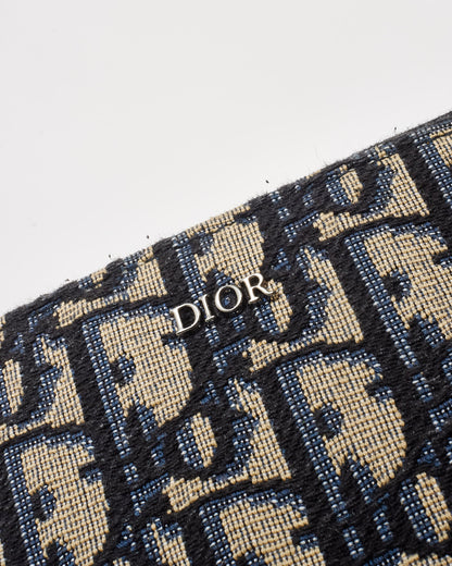 Dior Navy Oblique Jacquard Canvas Zipped Pouch with Strap Crossbody Bag