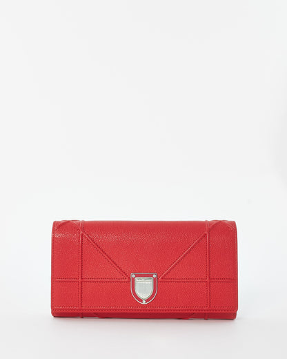 Dior Red Leather Dioramma Wallet On Chain
