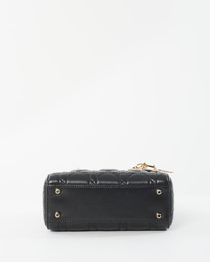 Dior Black Lambskin Leather Mini Lady Dior Bag GHW