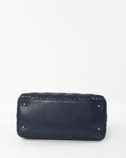 Dior Navy Lambskin Leather Medium Lady Dior Bag