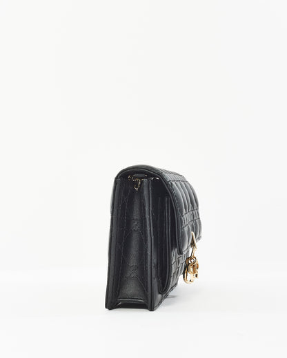 Dior Black Lambskin Leather My Dior Cannage Wallet On Chain