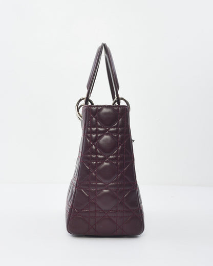 Dior Vintage Burgundy Cannage Leather Medium Lady Dior Bag