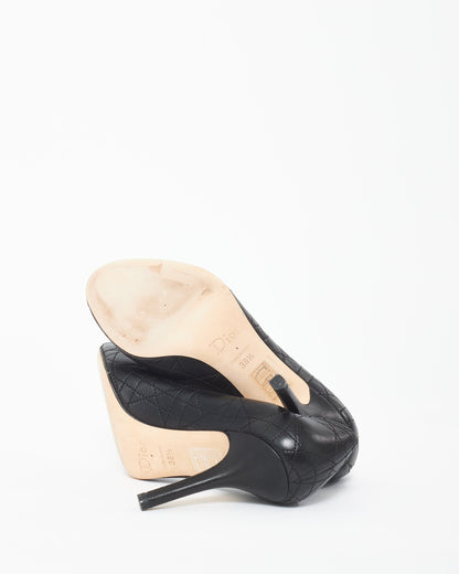 Dior Black Lamsbkin Leather Cannage Pumps - 36.5