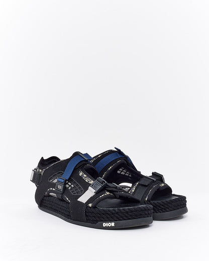 Dior Men's Black Suede & Canvas Sandals - 44