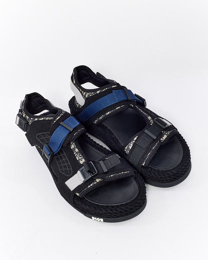 Dior Men's Black Suede & Canvas Sandals - 44