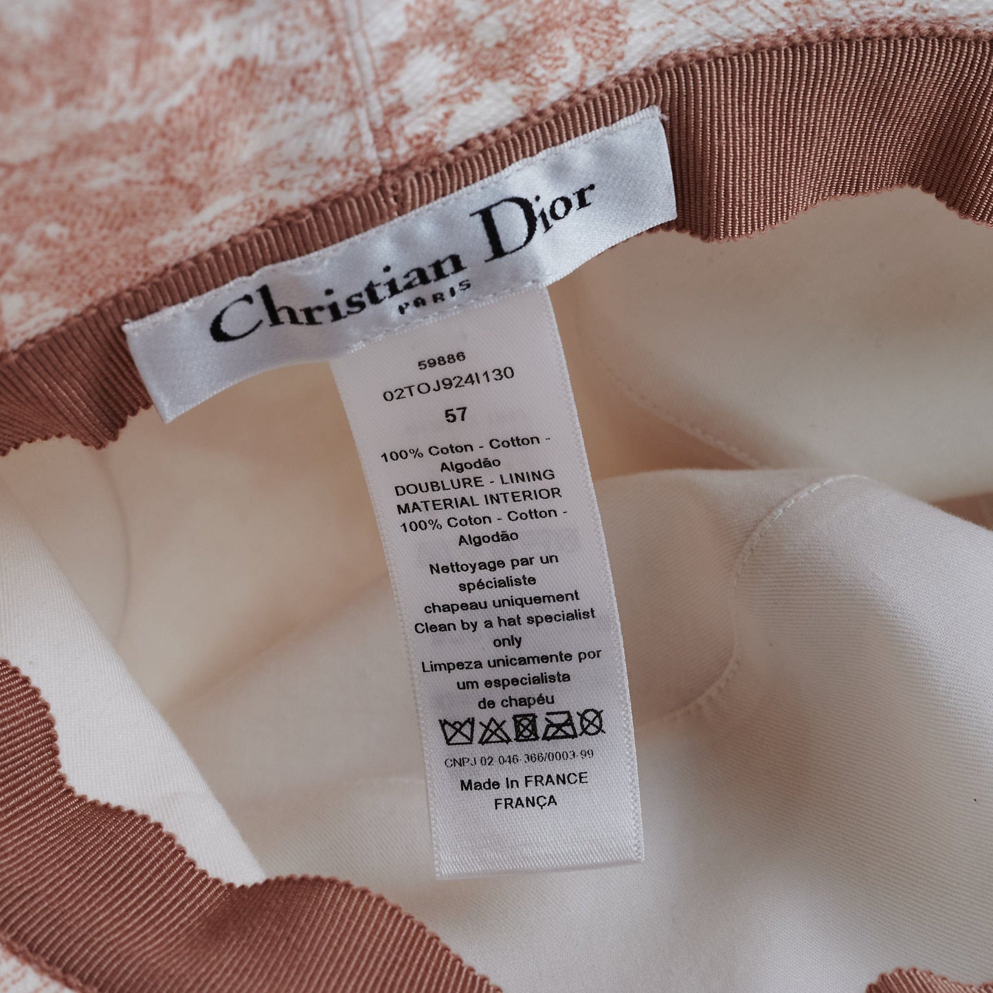 Dior Toile De Jouy Bucket Hat Size 57