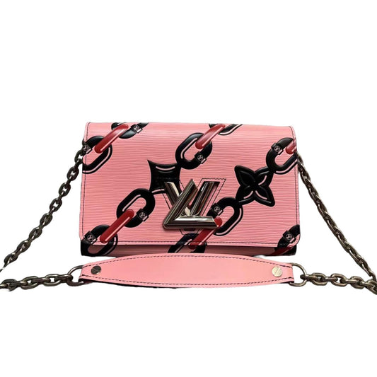 Louis-Vuitton Twist Chain Wallet Chain Flower Print Epi Pink SHW