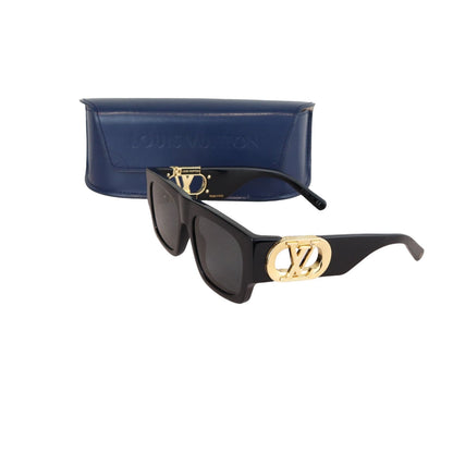 Louis-Vuitton LV Link Square Sunglasses Acetate Black GHW