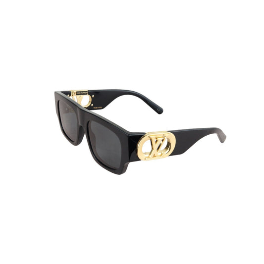 Louis-Vuitton LV Link Square Sunglasses Acetate Black GHW