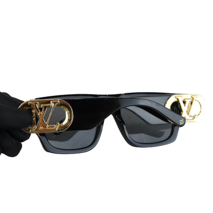 Louis-Vuitton LV Link Square Sunglasses Acetate Black GHW