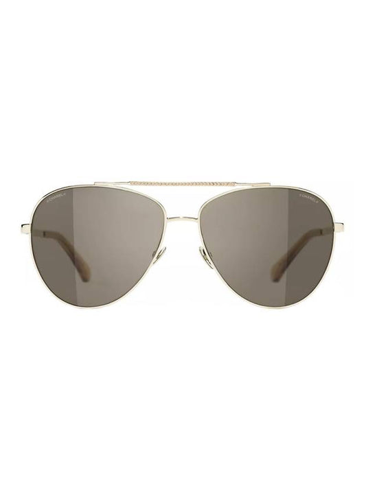 Eyewear Double Bridge Aviator Sunglasses Pale Gold Brown Chanel