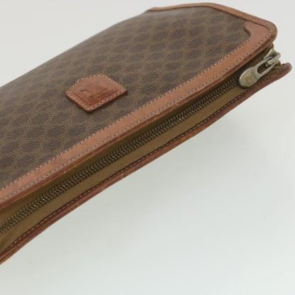 Celine Macadam Canvas Clutch Bag PVC Leather Brown  ac1846