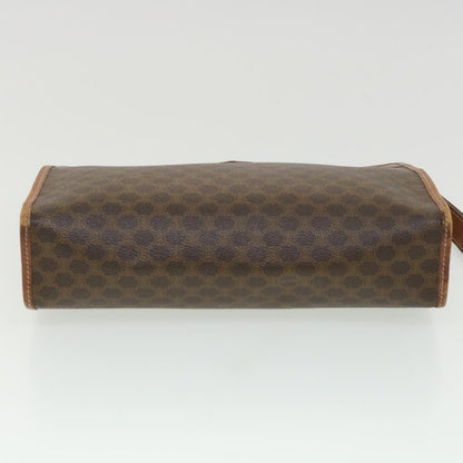 Celine Macadam Canvas Clutch Bag PVC Leather Brown  ac1846