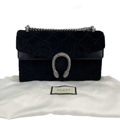 GUCCI - NEW Black / Silver Velvet Embossed GG Dionysus Small Shoulder Bag