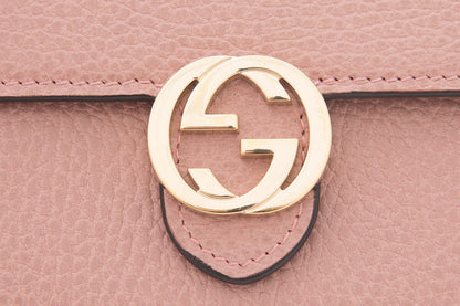 Gucci Pink Leather Interlocking G Cross-Body