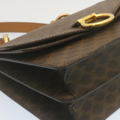Celine Macadam Canvas Hand Bag PVC Leather Brown  ar6568