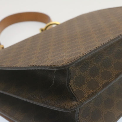 Celine Macadam Canvas Hand Bag PVC Leather Brown  ar6568