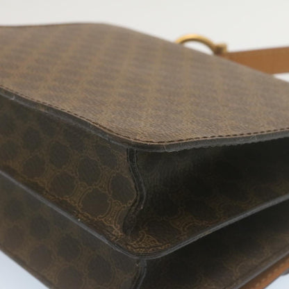 Celine Macadam Canvas Hand Bag PVC Leather Brown  ar6568