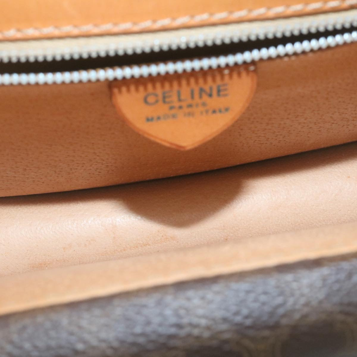 Celine Macadam Canvas Hand Bag PVC Leather Brown  ar6568