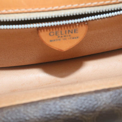 Celine Macadam Canvas Hand Bag PVC Leather Brown  ar6568