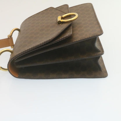 Celine Macadam Canvas Hand Bag PVC Leather Brown  ar6568