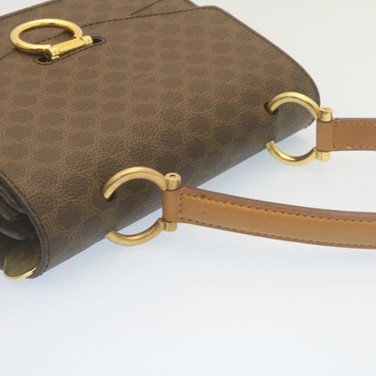 Celine Macadam Canvas Hand Bag PVC Leather Brown  ar6568