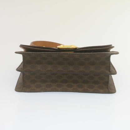 Celine Macadam Canvas Hand Bag PVC Leather Brown  ar6568