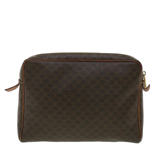 Celine Macadam Canvas Clutch Bag PVC Leather Brown  ar8568