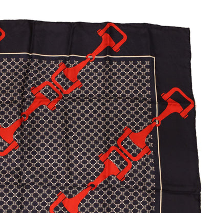 Celine Macadam Canvas Scarf Silk Navy Red  ar9644