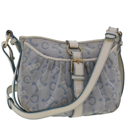 Celine C Macadam Canvas Shoulder Bag Leather Blue  ar9834
