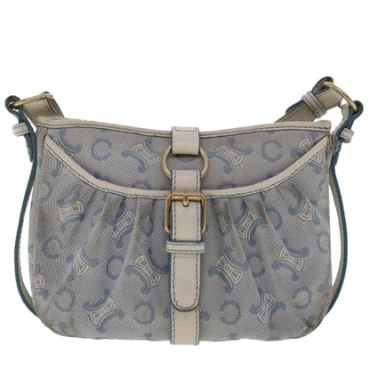 Celine C Macadam Canvas Shoulder Bag Leather Blue  ar9834