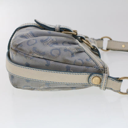 Celine C Macadam Canvas Shoulder Bag Leather Blue  ar9834