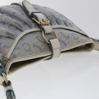 Celine C Macadam Canvas Shoulder Bag Leather Blue  ar9834