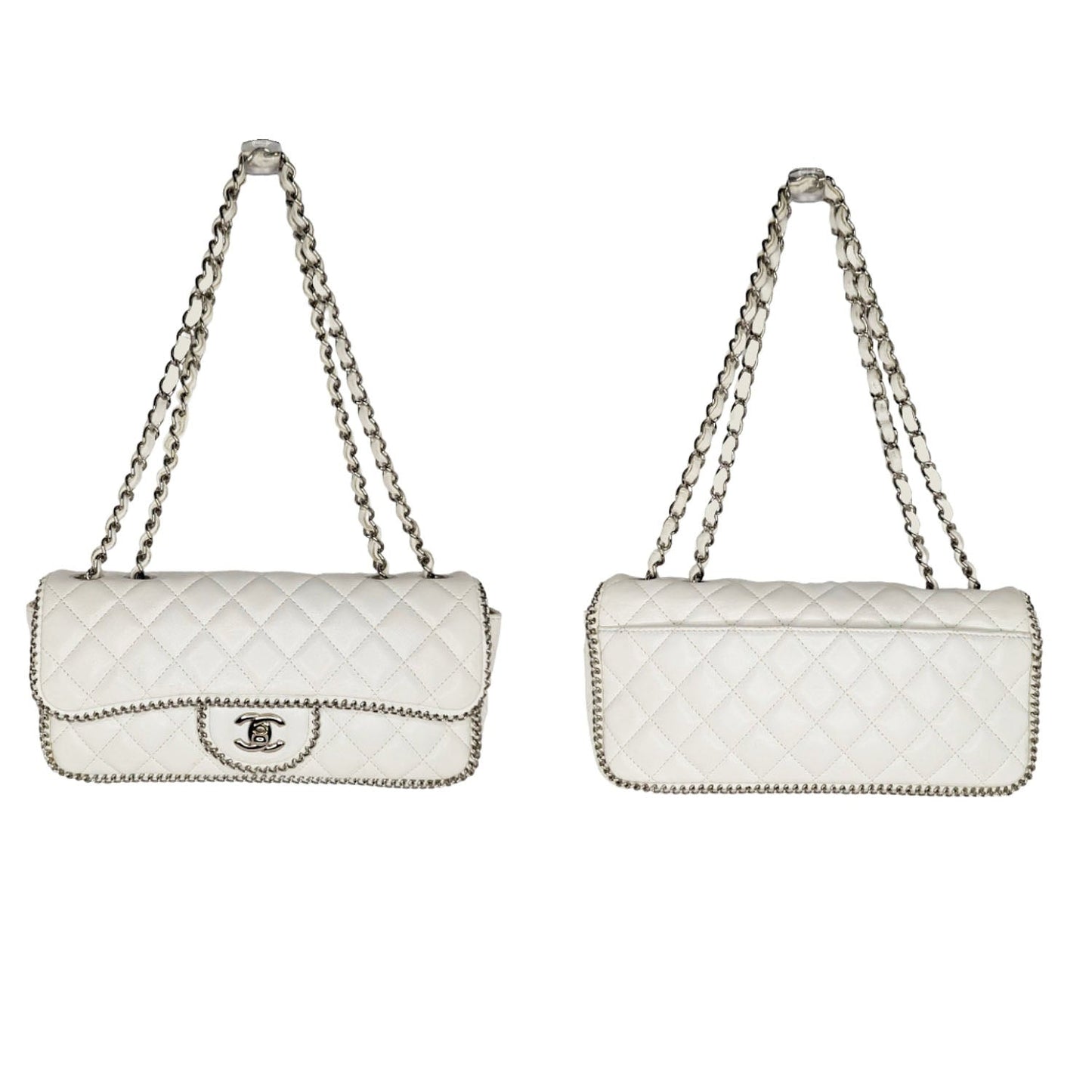 Chanel White Quilted Madison East-West Chain Flap