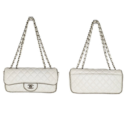 Chanel White Quilted Madison East-West Chain Flap