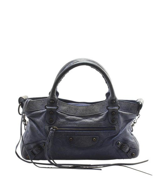Balenciaga Classic First Blue Agneau Leather Shoulder Bag