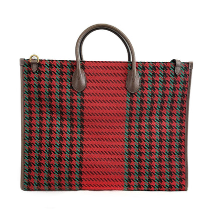 GUCCI - NEW Large Houndstooth GG Tote w / Shoulder Strap