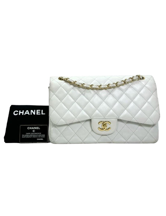 Chanel CF Maxi in White Caviar