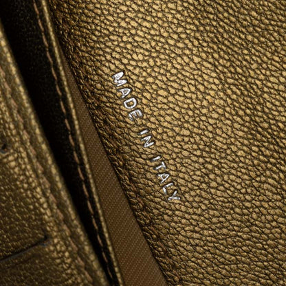 Chanel Cocomark Three Folded Wallet Long Wallet Metal Curry Leather  CHANEL