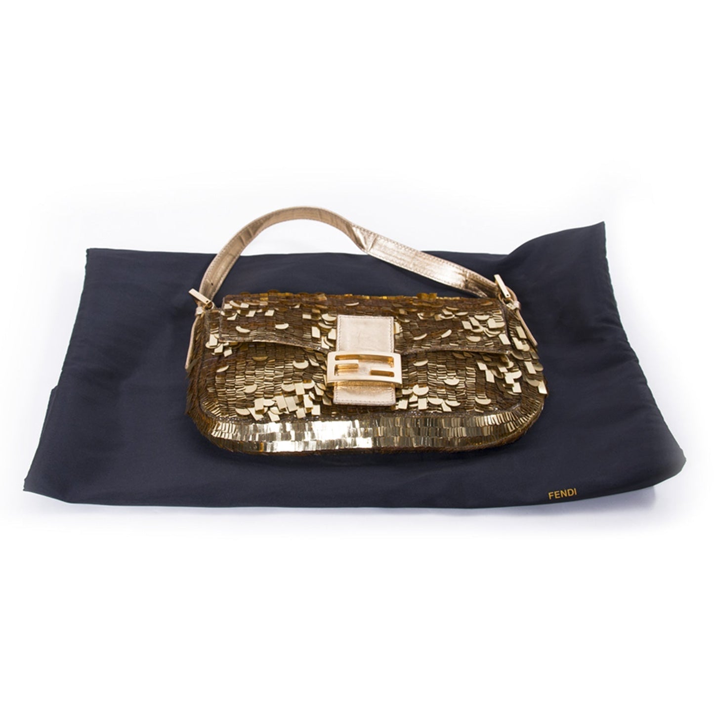 Fendi Gold Sequin Baguette